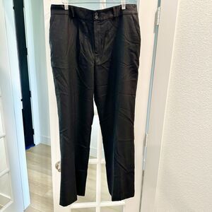 Chaps Pants Women Sz 14 Black Flat Front Wool Lined Straight Leg Career Business